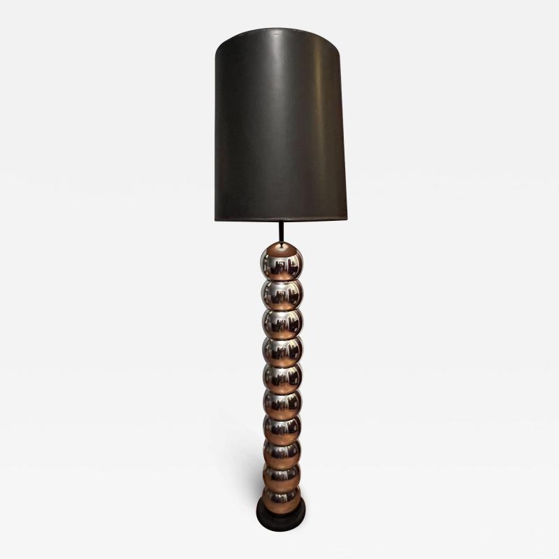 MODERN STACKED CHROME BALL FLOOR LAMP