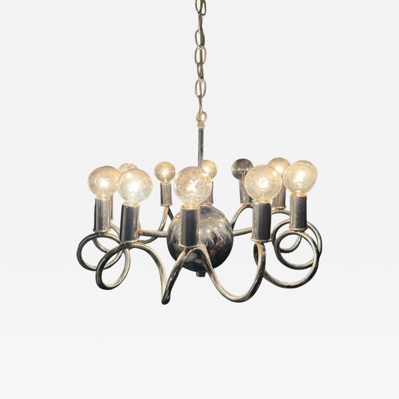 MODERNIST 1970S CHROME SPIRAL 12 LIGHT CHANDELIER
