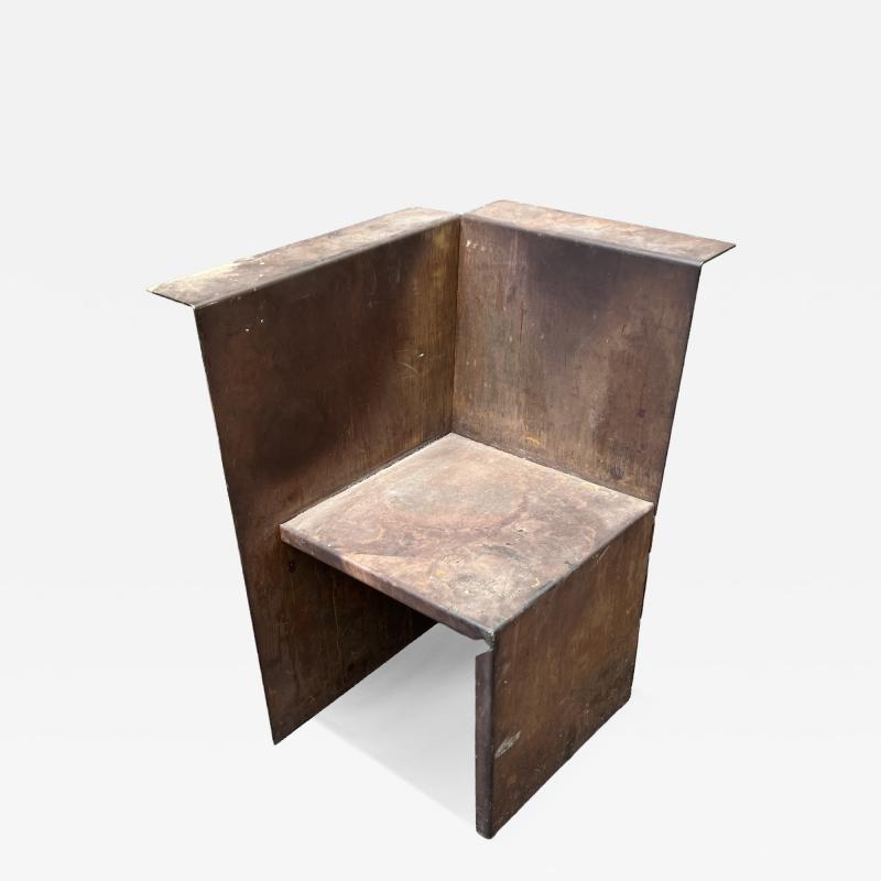 MODERNIST BRUTALIST SCULPTURAL CUBISTIC STEEL CHAIR