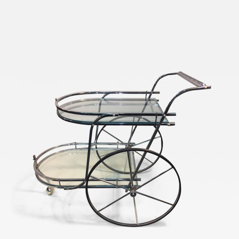 MODERNIST CHROME AND GLASS BAR CART