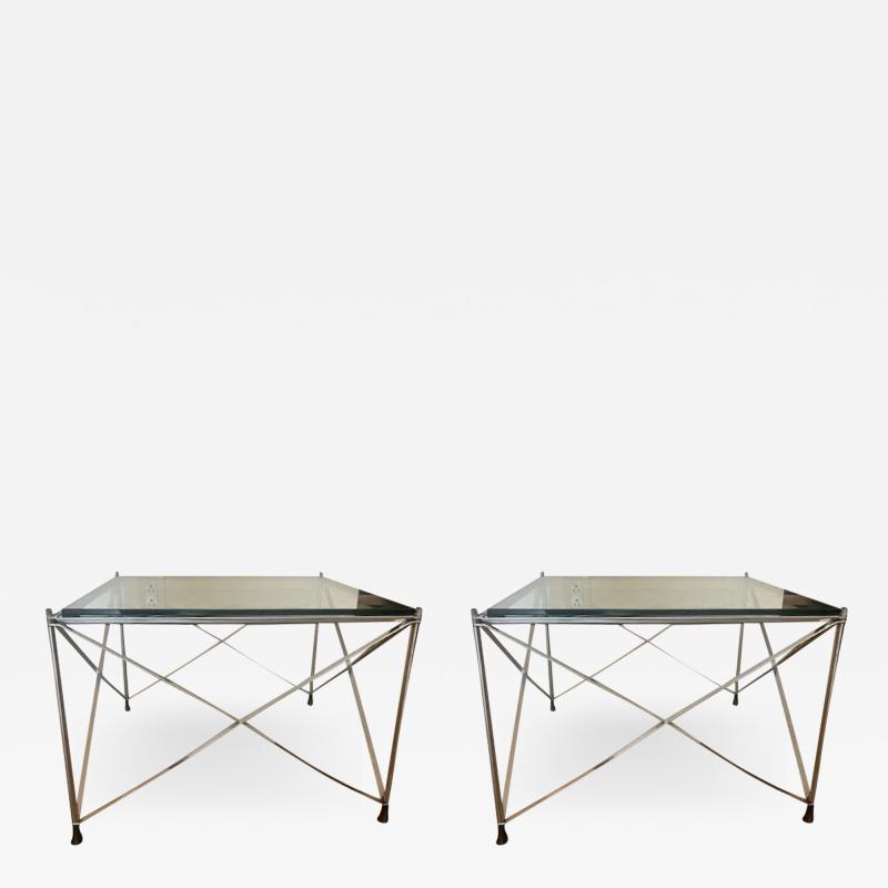 MODERNIST PAIR OF MOLECULAR FORM CHROME AND GLASS TABLES