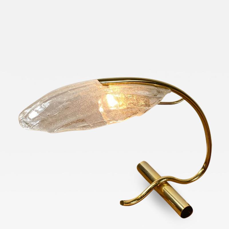 MODERNIST POLISHED BRASS AND MURANO GLASS SHADE DESK LAMP