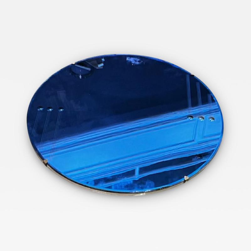 MODERNIST ROUND BLUE ART DECO MIRROR