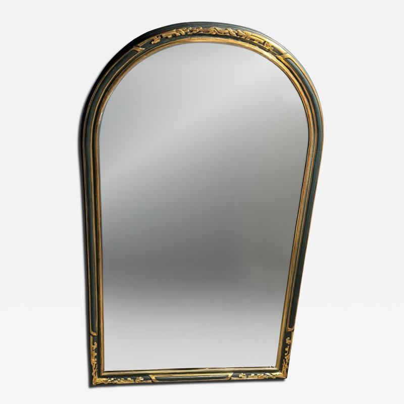 MONUMENTAL DARK GREY GOLD CARVED WOOD DESIGN ARCH MIRROR
