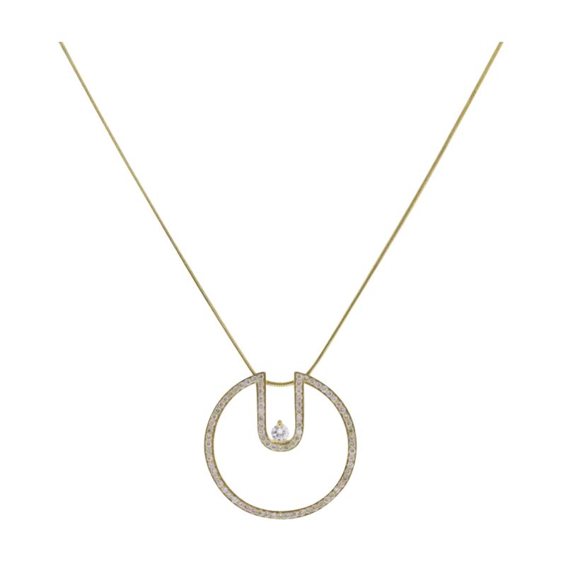 MOVADO DIAMOND CIRCLE PENDANT NECKLACE