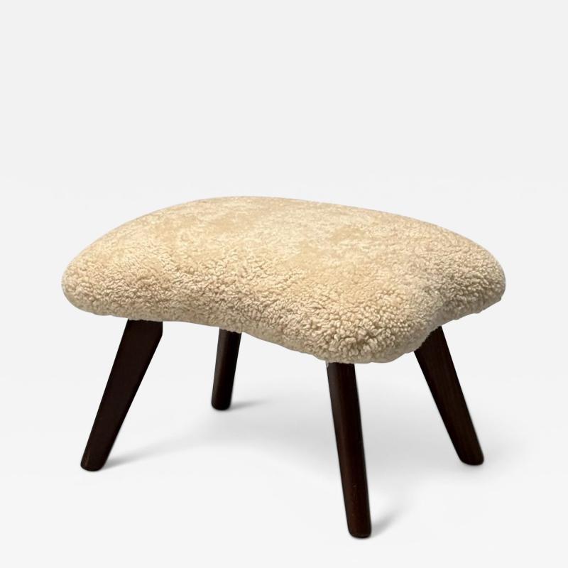 Madsen Sch bel Madsen Schubell Attr Danish Modern Organic Form Footstool Shearling 1960s