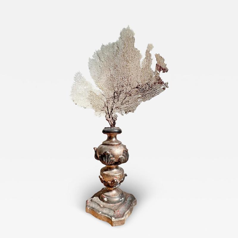 Magnificent 18th Century Italian Wood and Gesso Altar Vase in Rose Silver