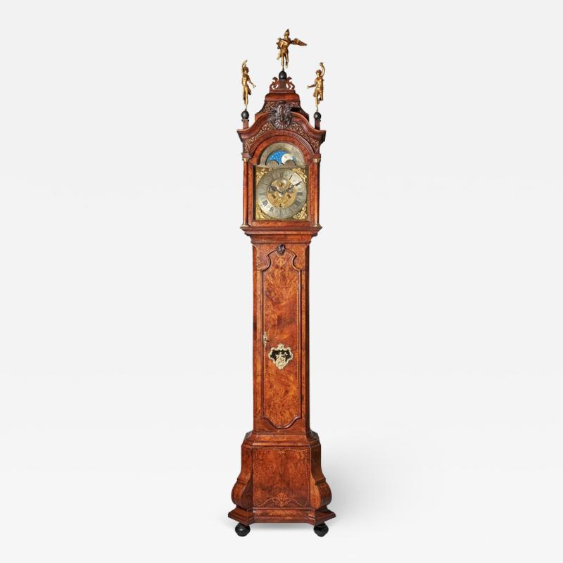 Magnificent 18th Century Striking Dutch Amsterdam Burl Walnut Longcase Clock