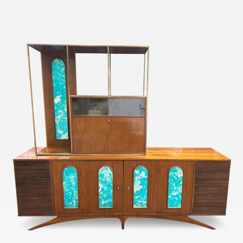 Magnificent 2 Piece Credenza Bar Stereo Cabinet