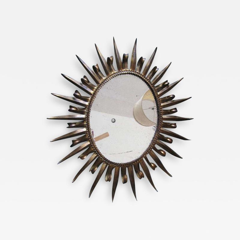 Magnificent Jere Style Eyelash Starburst Gilded Gold Mirror Hollywood Regency