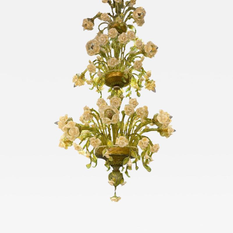 Magnificent Murano Glass Floral Chandelier 1980s