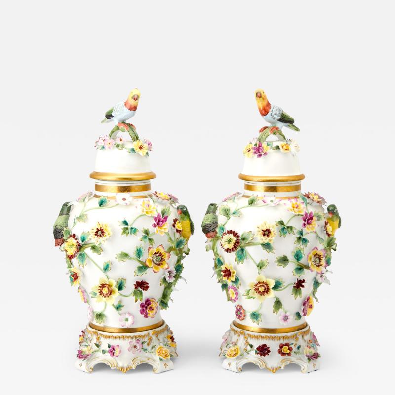 Magnificent Pair of Napoleon III Period Porcelain Covered Vases 19th Century