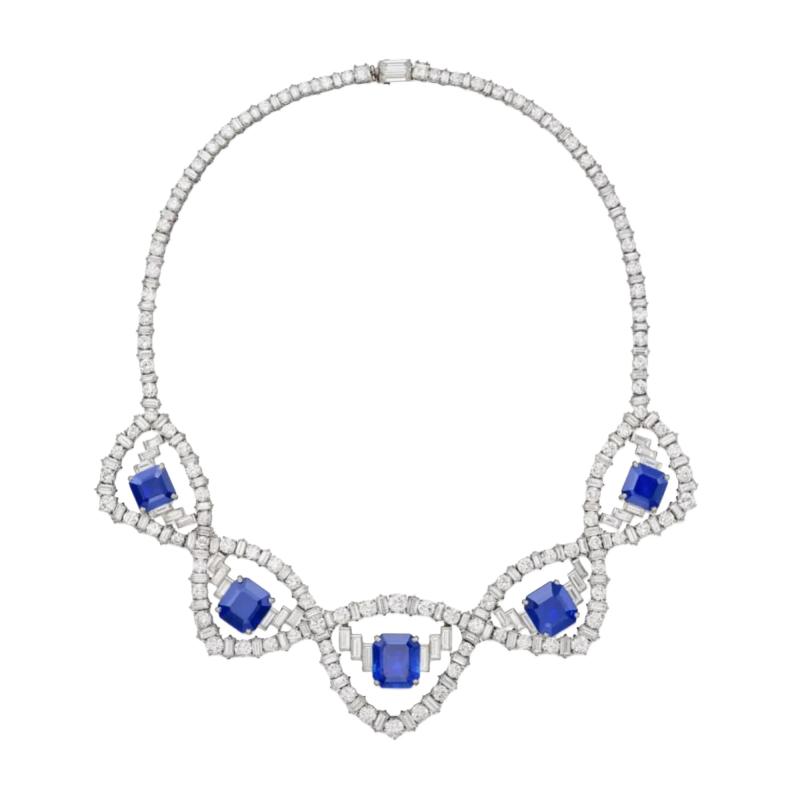 Magnificent Sapphire And Diamond Necklace Cartier Model 1950 21st Century