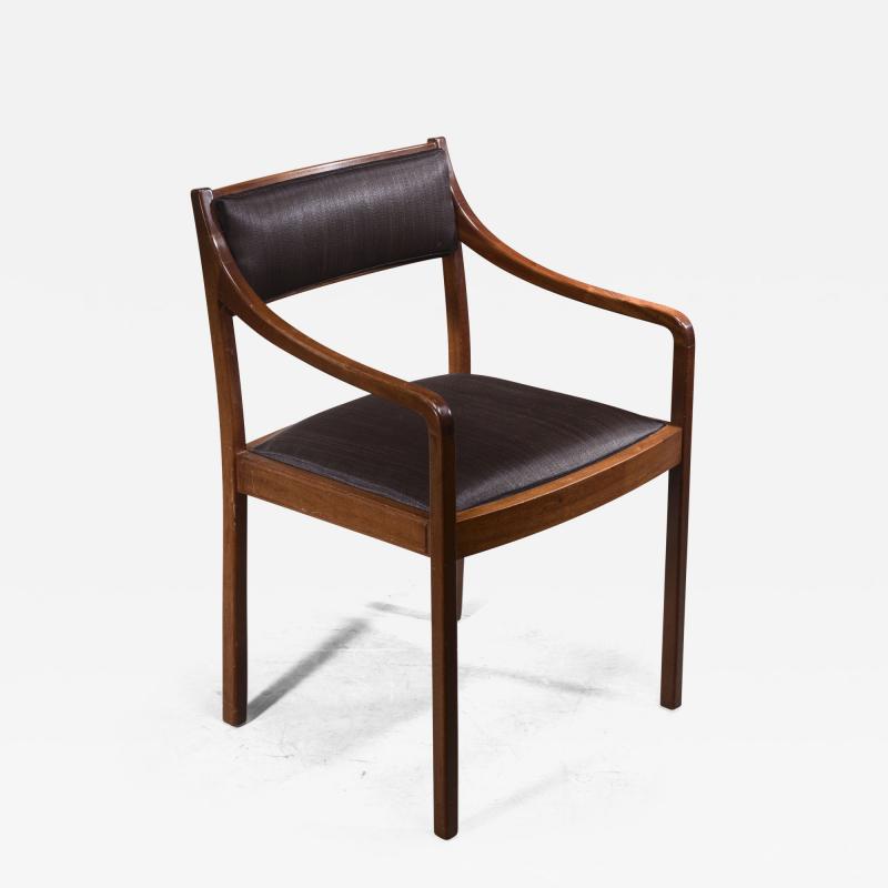 Mahogany Armchair with Black Horsehair Upholstery Denmark 1950s