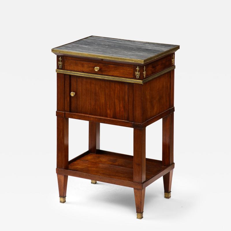 Mahogany Brass and Marble Nightstand Italy 19th C 