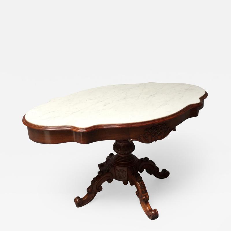 Mahogany Center Table With Marble Top