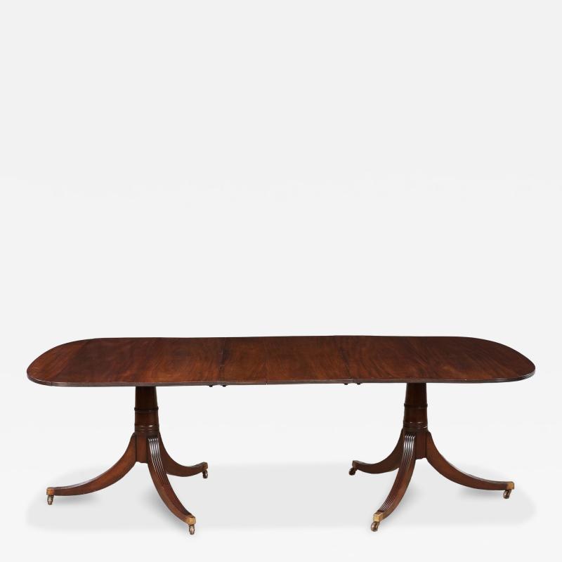 Mahogany Double Pedestal Reeded Edge Dining Table