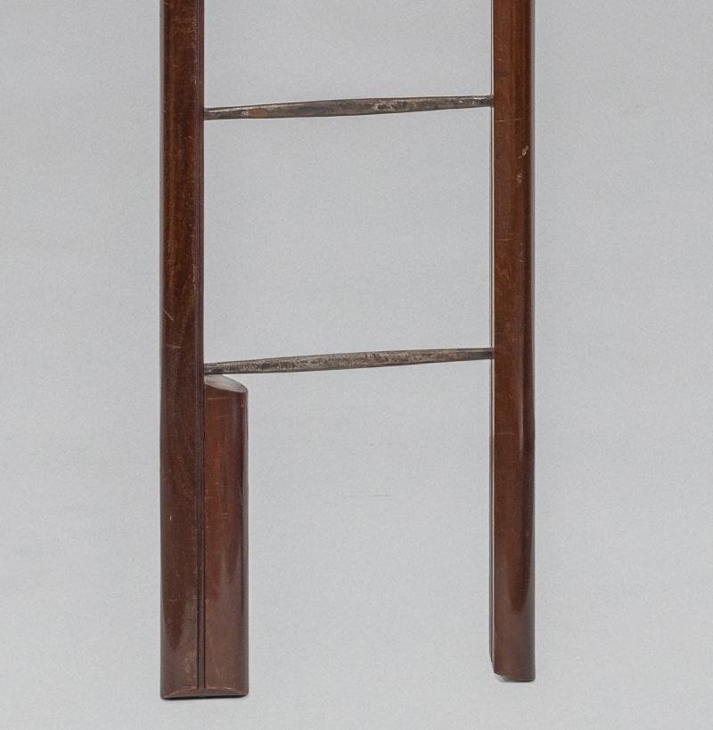 Mahogany Library Pole Ladder with Steel Rungs