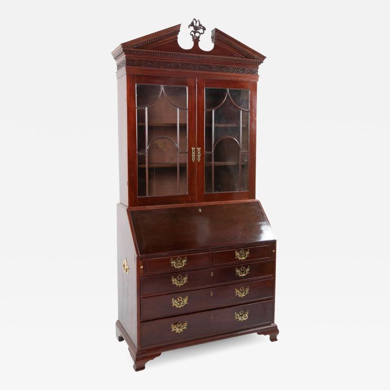 Mahogany Pediment Top Two Part Secretary