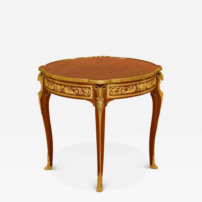 Mahogany Table With Marquetry In The Louis XV Style 