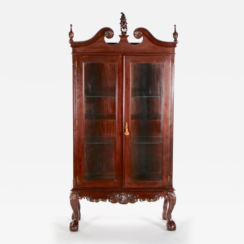 Mahogany Wood Chippendale Style Display Cabinet