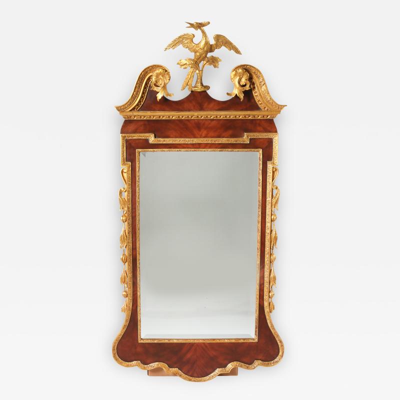 Mahogany Wood Hand Carved Beveled Wall Mirror