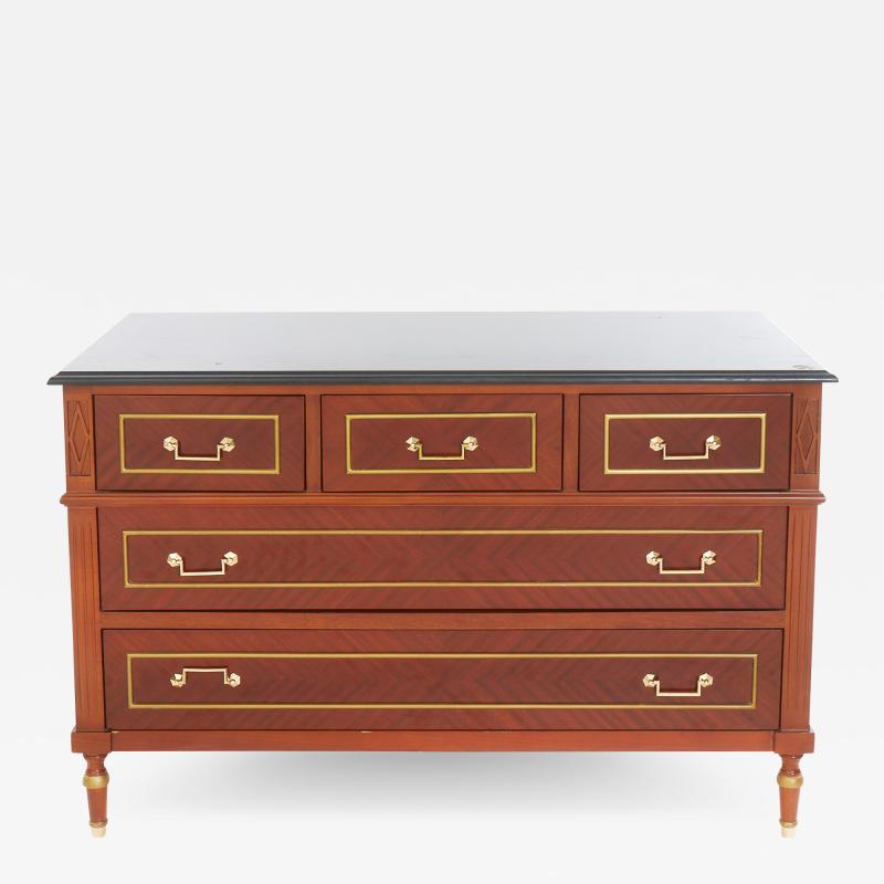 Mahogany Wood Marble Top Drawer Chest