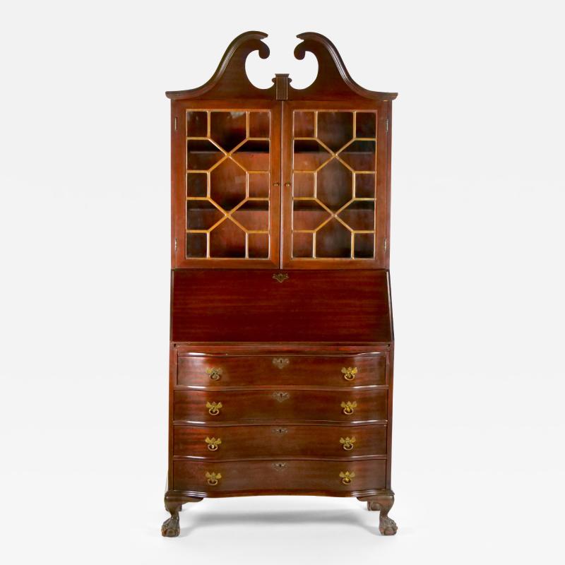 Mahogany Wood Slant Front Secretary Cabinet