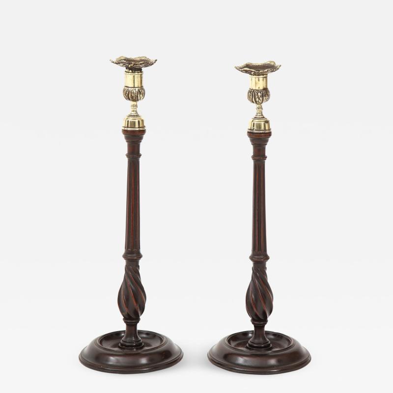 Mahogany and brass candlesticks circa 1830