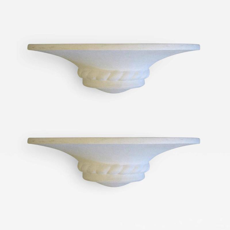 Maison Arlus 2 Pairs of Mid Century Modern Neoclassical Plaster Sconces Attributed to Arlus