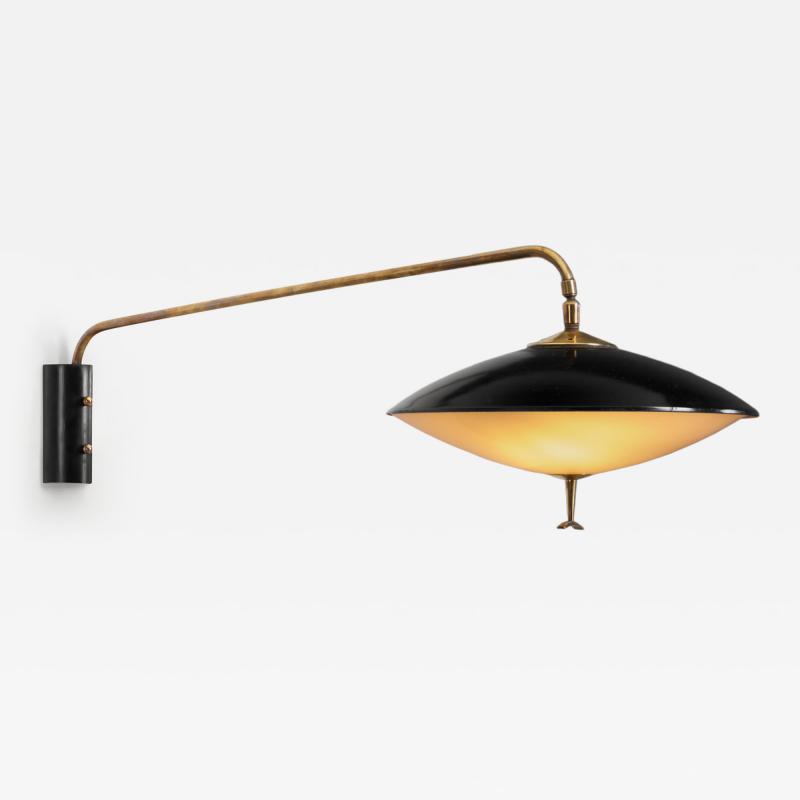 Maison Arlus Adjustable Black Lacquered Metal Wall Light by Maison Arlus France ca 1950s