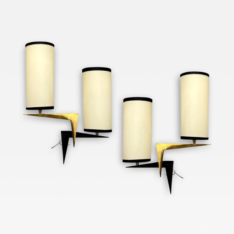 Maison Arlus Pair of double lighting wall lights Maison Arlus Paris France circa 1950
