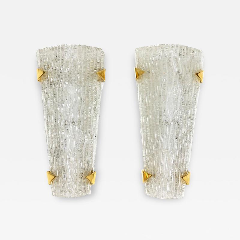 Maison Arlus Pair of glass lighting sconces Editions Maison Arlus Paris France circa 1960