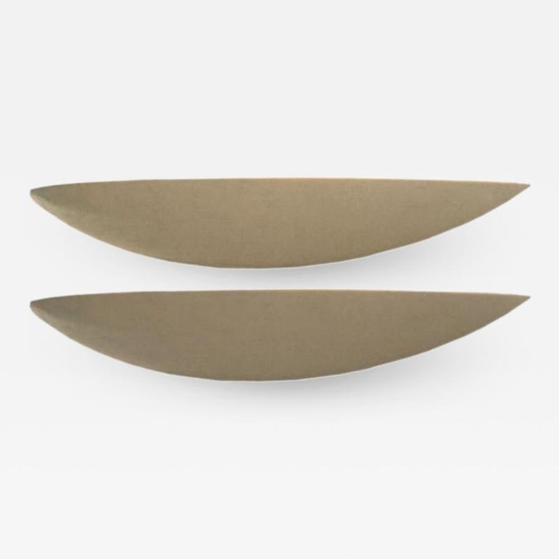 Maison Arlus Two Very Long French Mid Century Modern Plaster Wall Sconces Attributed to Arlus