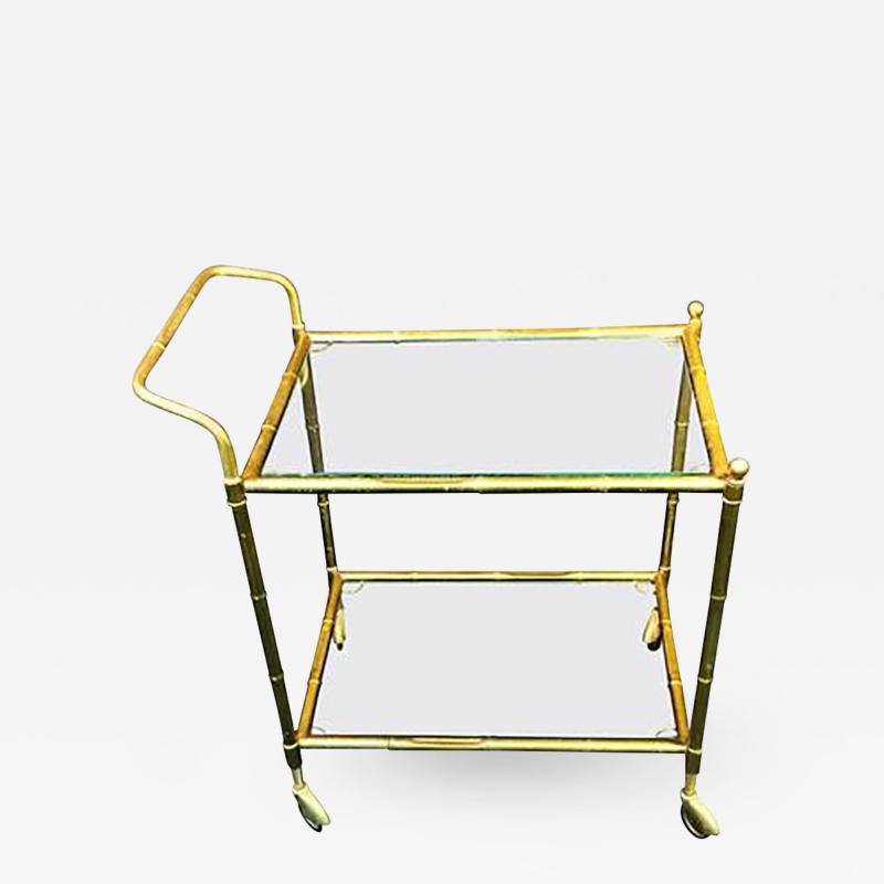 Maison Bagu s Brass Bamboo Bar Cart in the manner of Bagues