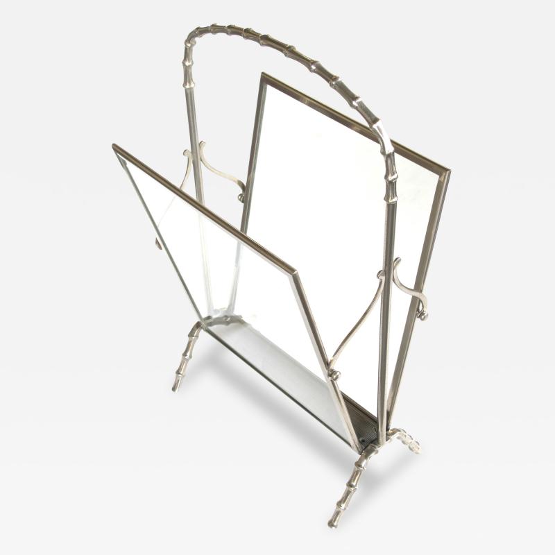 Maison Bagu s Chic French Maison Bagues Chrome and Glass Magazine Rack