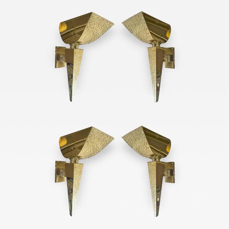 Maison Bagu s Maison Bagu s Rare Documented Set of Four Neoclassic Gold Bronze Torch Sconces