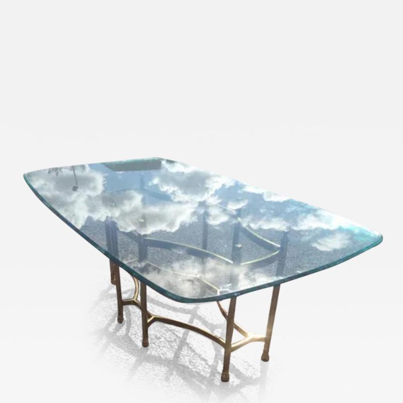 Maison Bagues Neoclassical Style Brass and Glass Dining Table