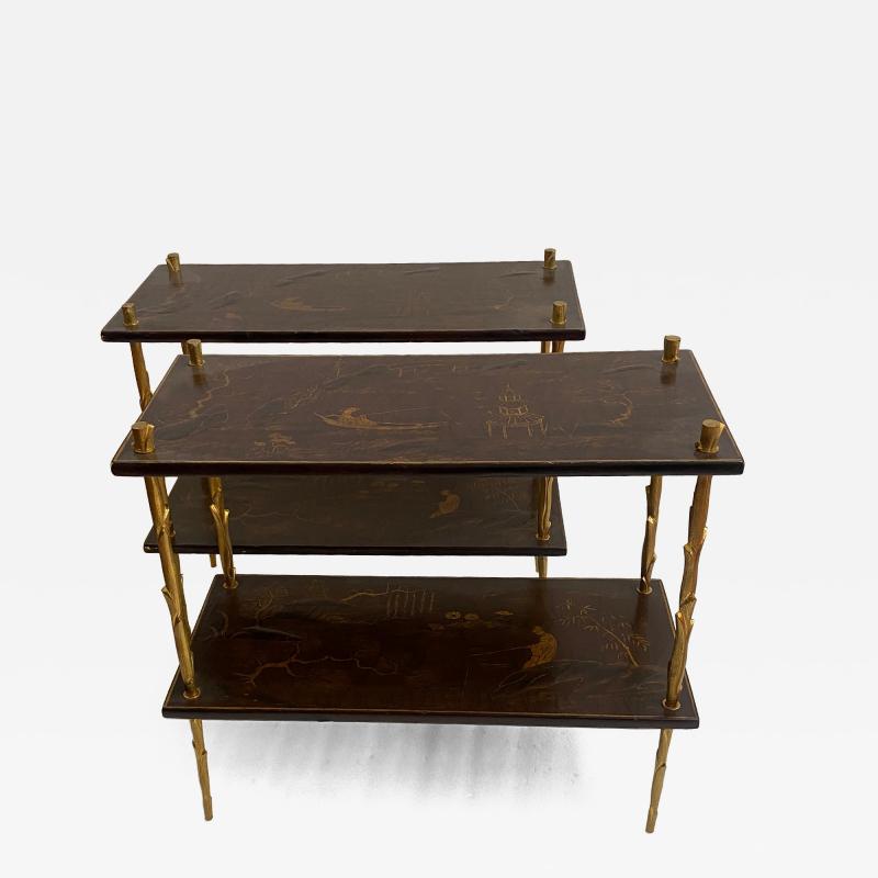 Maison Charles 195070 Pair of Maison Bagu s or Maison Charles Agostini Style Tables Lacq China