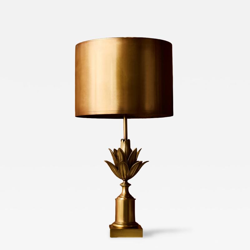Maison Charles 1970s Lotus Bronze Table Lamp by Maison Charles