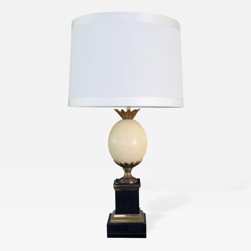 Maison Charles A Good Quality French Maison Charles Ostrich Egg Lamp with Bronze Mounts