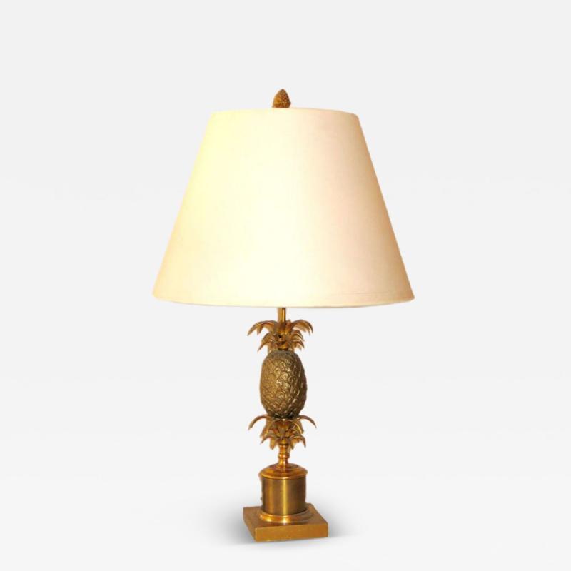 Maison Charles French Mid Century Modern Neoclassical Brass Pineapple Table Lamp Maison Charles