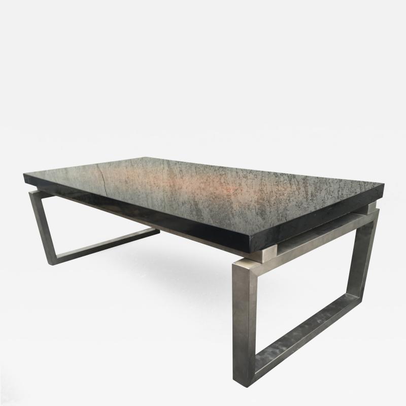 Maison Charles Maison Charles Superb Modern Brushed Steel Coffee Table with an Abstract Top