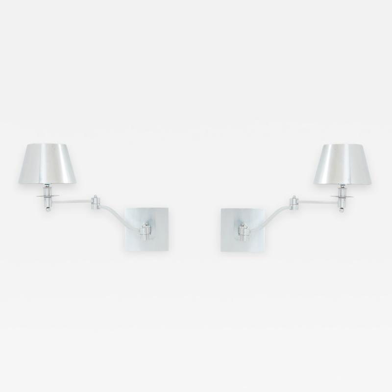 Maison Charles Maison Charles pair of brushed steel adjustable swing arm sconces 1960s