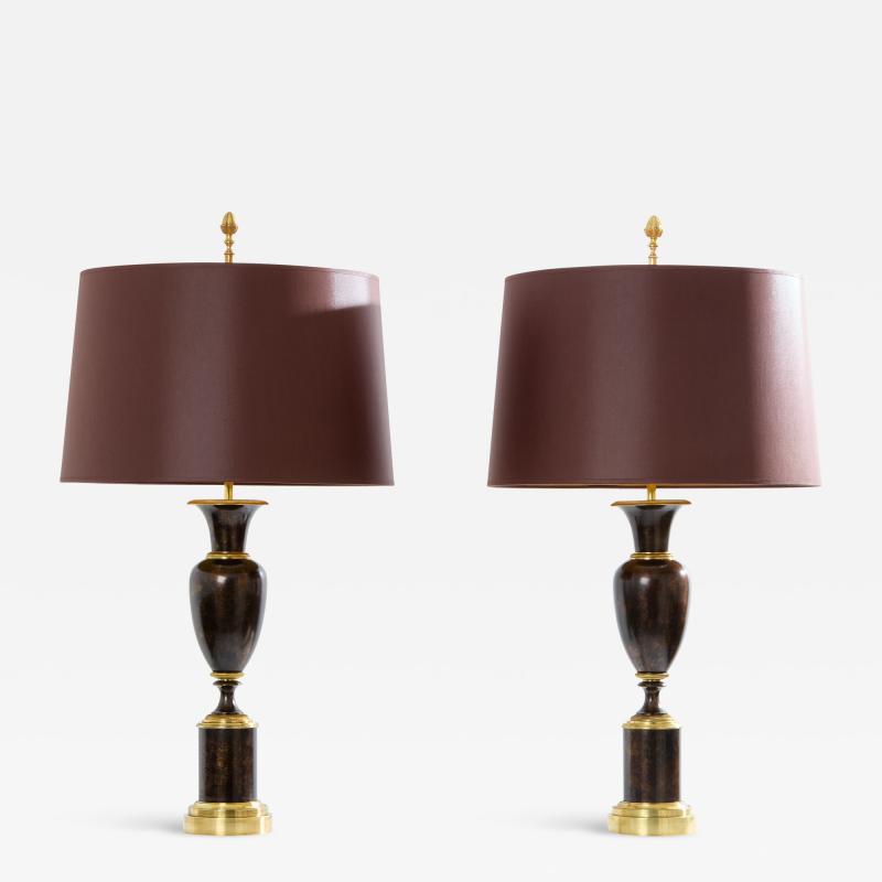 Maison Charles Maison Charles pair of patinated brass lamps 1950s