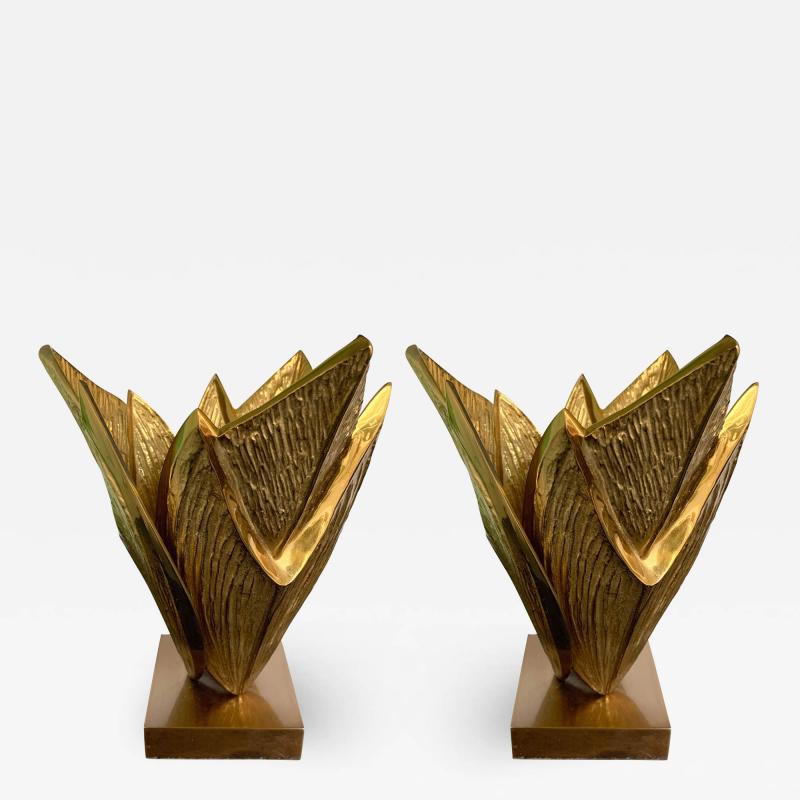 Maison Charles Pair of Bronze Lamps Milos by Maison Charles France 1970s