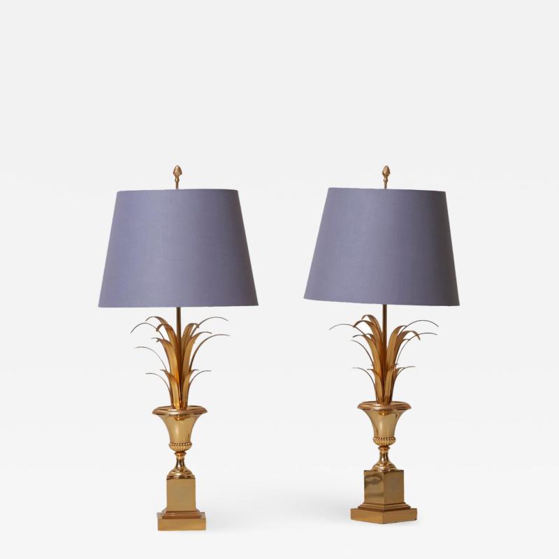 Maison Charles Pair of Maison Charles Table Lamps Complete Brass Gold
