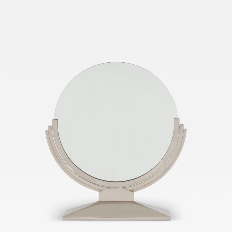 Maison Dominique Maison Dominique Art Deco nickel plate metal vanity mirror 1930s
