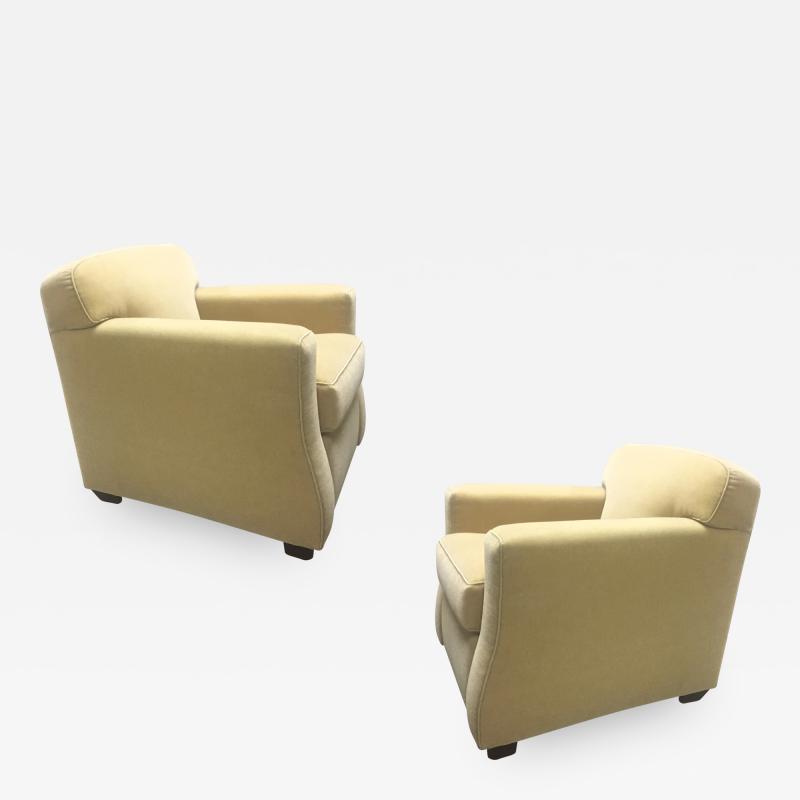 Maison Dominique Maison Dominique Chic Powerful Pair of Club Chair Newly Covered in Mohair Velvet