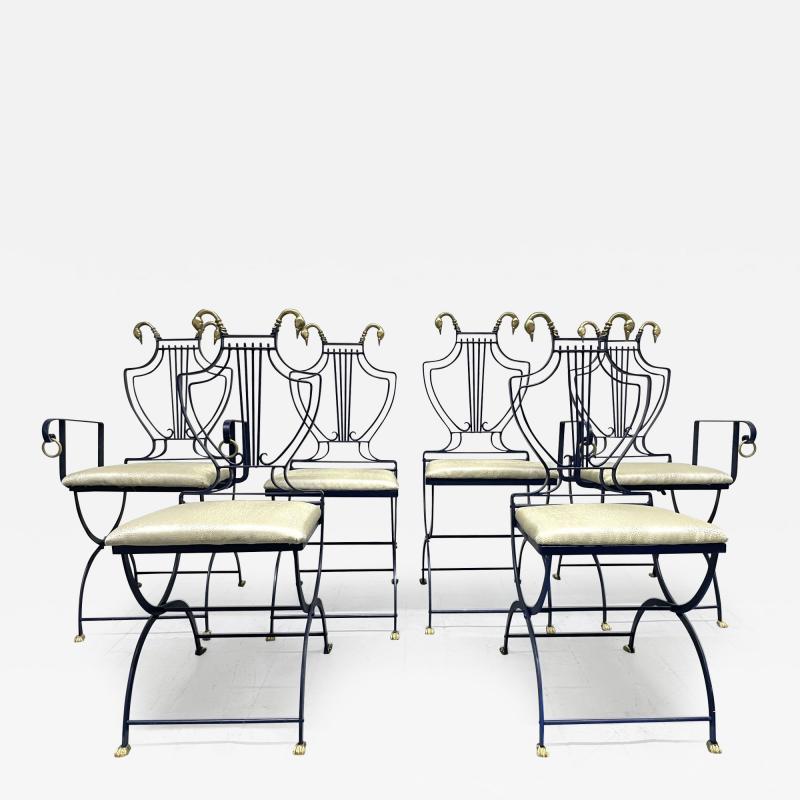 Maison Jansen 1950s Maison Jansen Swan and Lyre Back Chairs